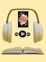 Image shows an open book laying at the bottom, with a set of headphones over the top of the book and a music play screen in the middle.
