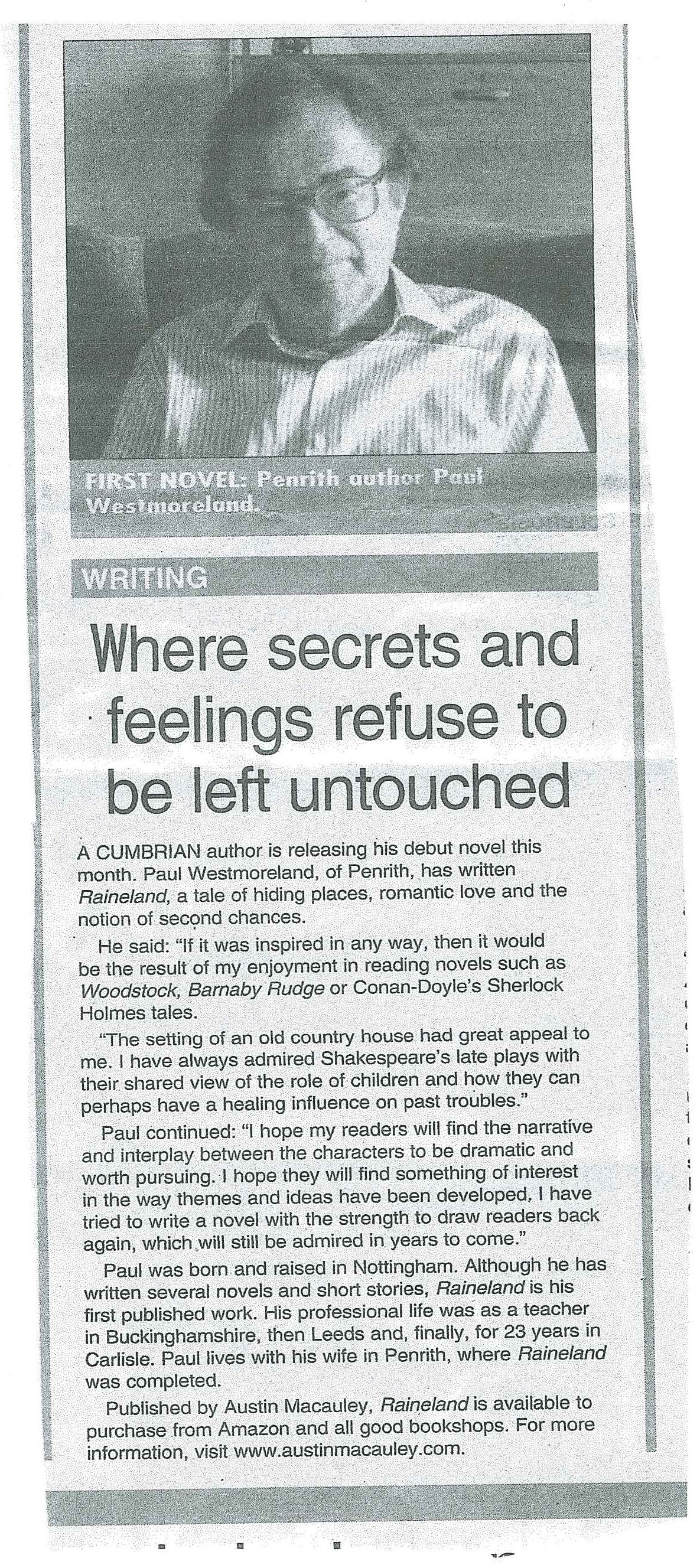 Paul Westmoreland in The Cumberland News