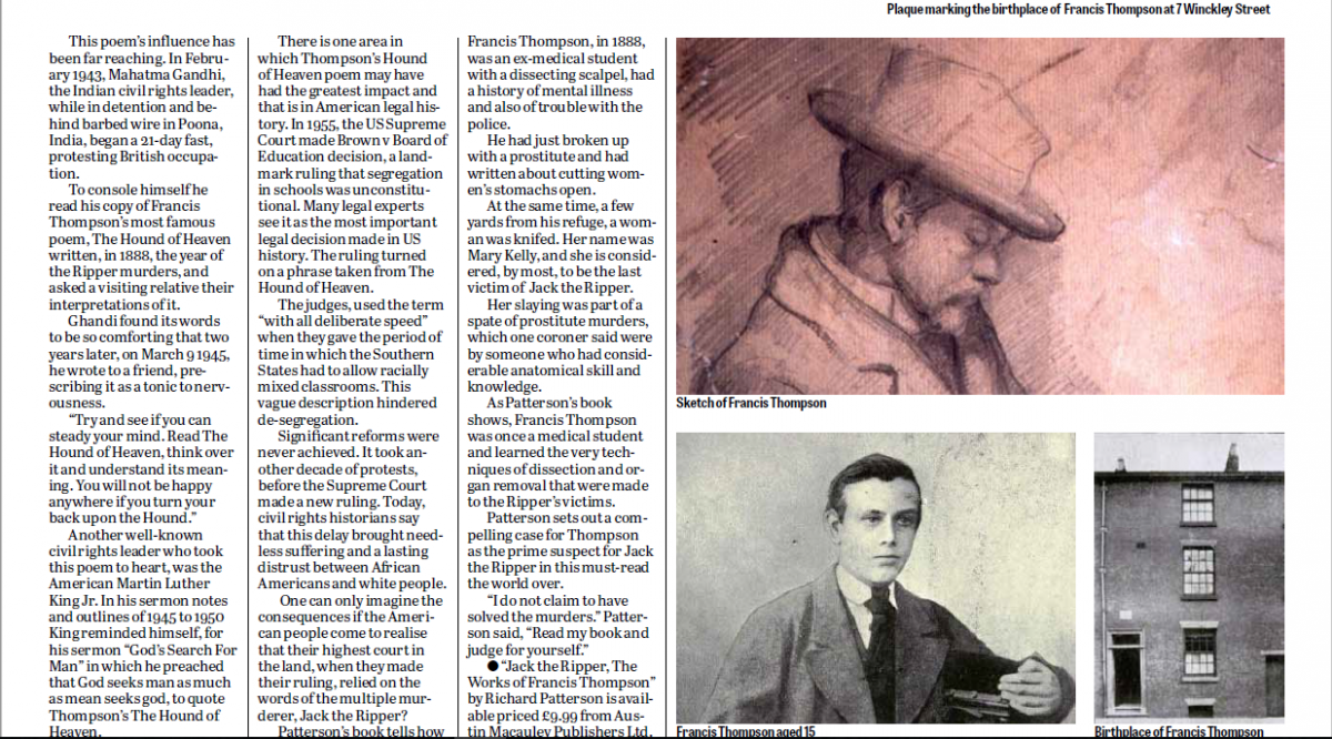 Richard A. Patterson Appears in the Lancashire Evening Post